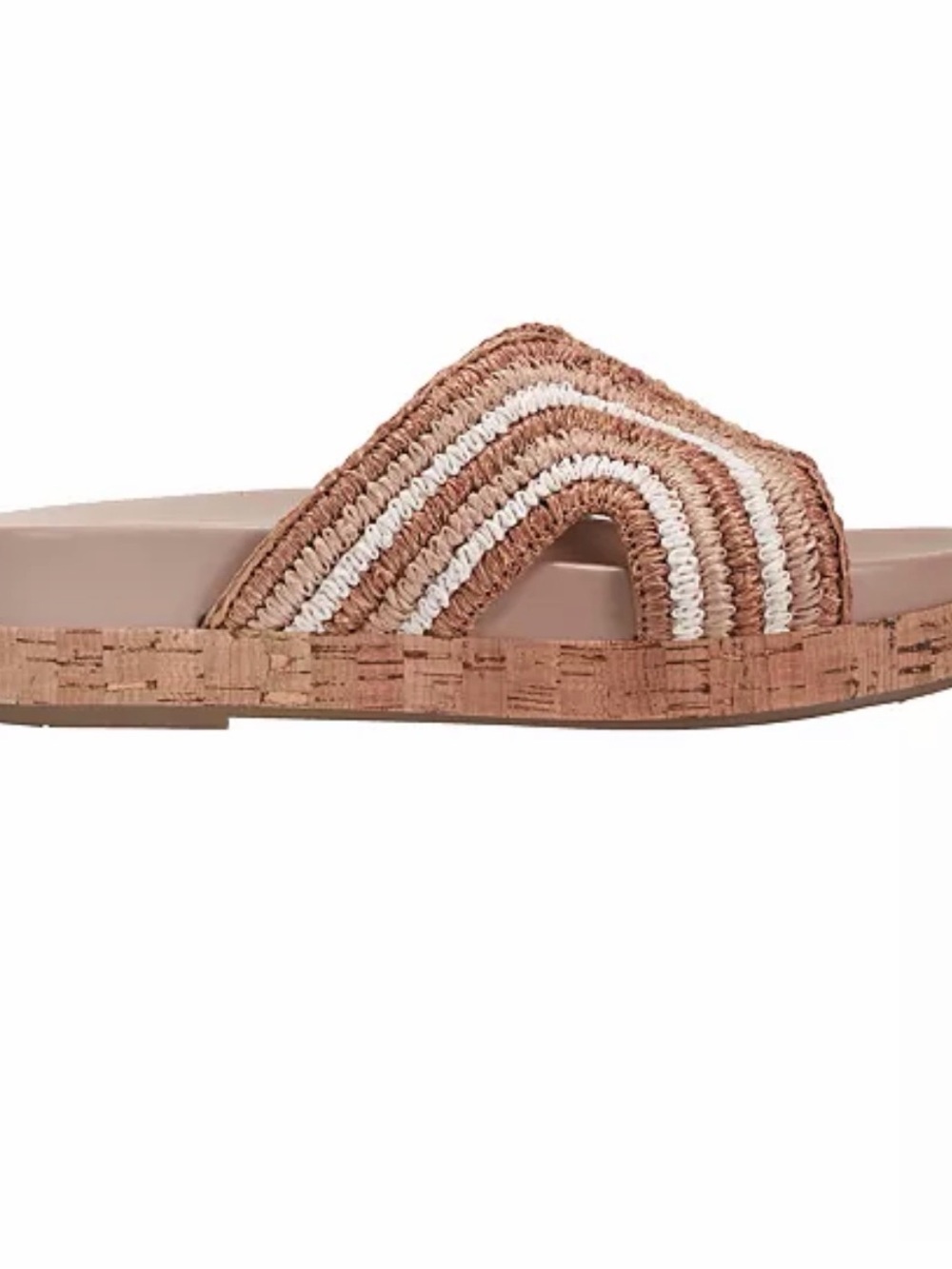 Marc Fisher Woven Slide Mules in Tan and Cream - Picture 6 of 7